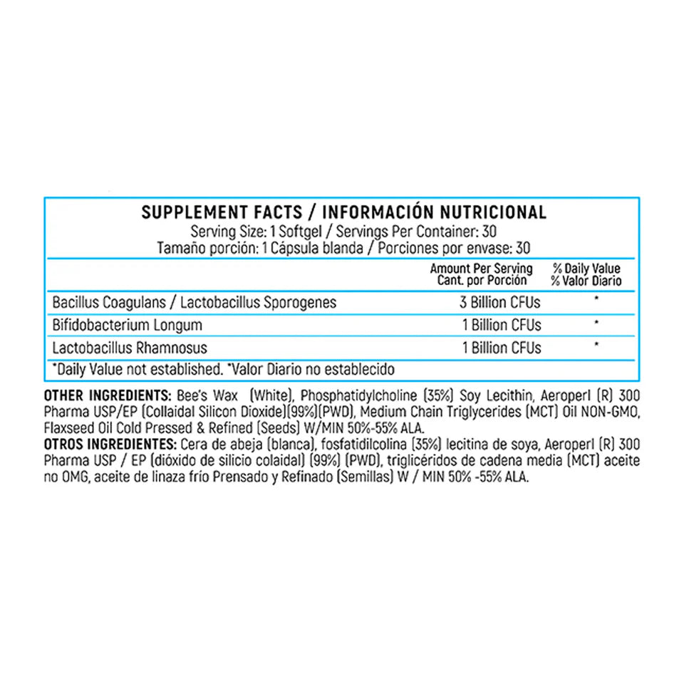 Sporogenex 3 Billion Bacillus Coagulans, 30 cápsulas blandas