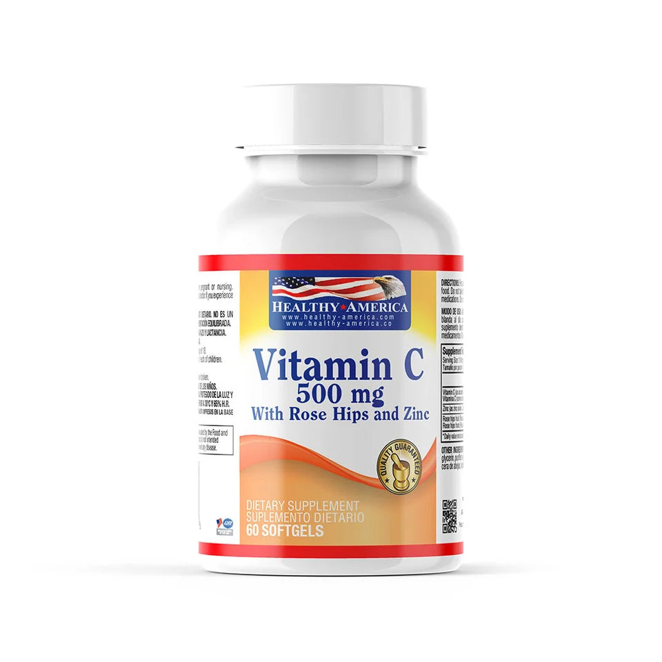 Vitamina C 500 mg + Zinc + Rosa Mosqueta | 60 cápsulas blandas