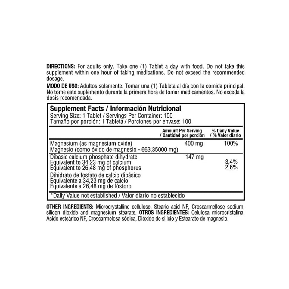 Magsium, Magnesium Oxide 400 mg