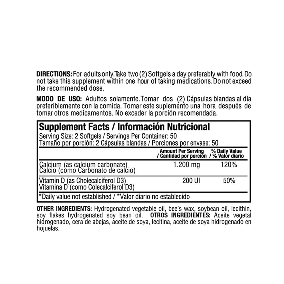 LIQUID ABSORBABLE CALCIUM 1200MG PLUS VITAMIN D3 100 SOFTGELS