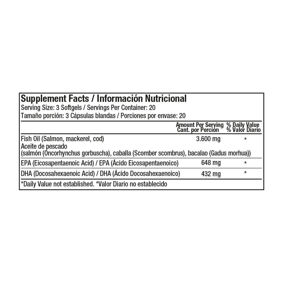 FISH OIL OMEGA-3 1.200 MG 60 SOFTGELS (360 MG OF FATTY ACIDS)