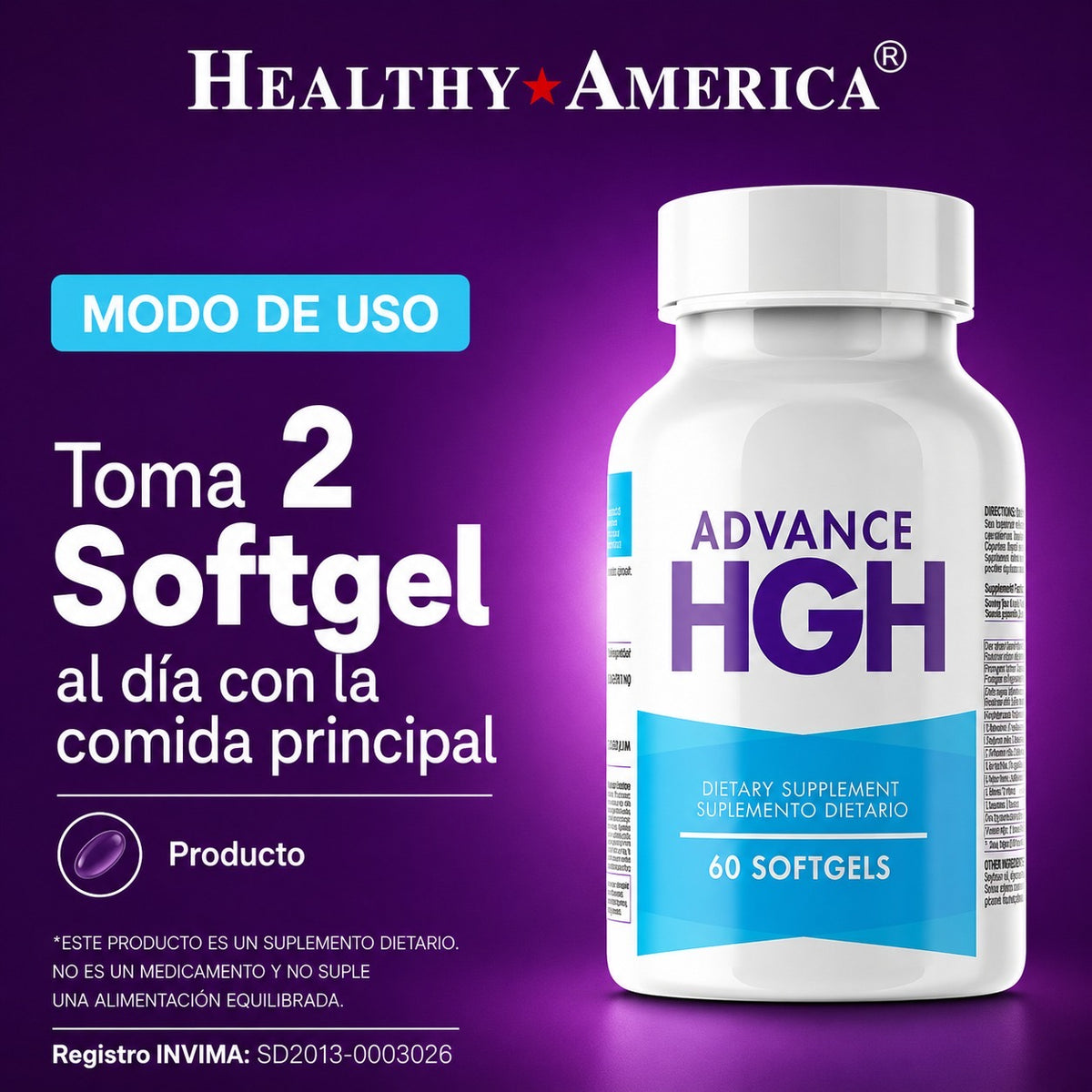 Advance HGH 60 Cápsulas blandas