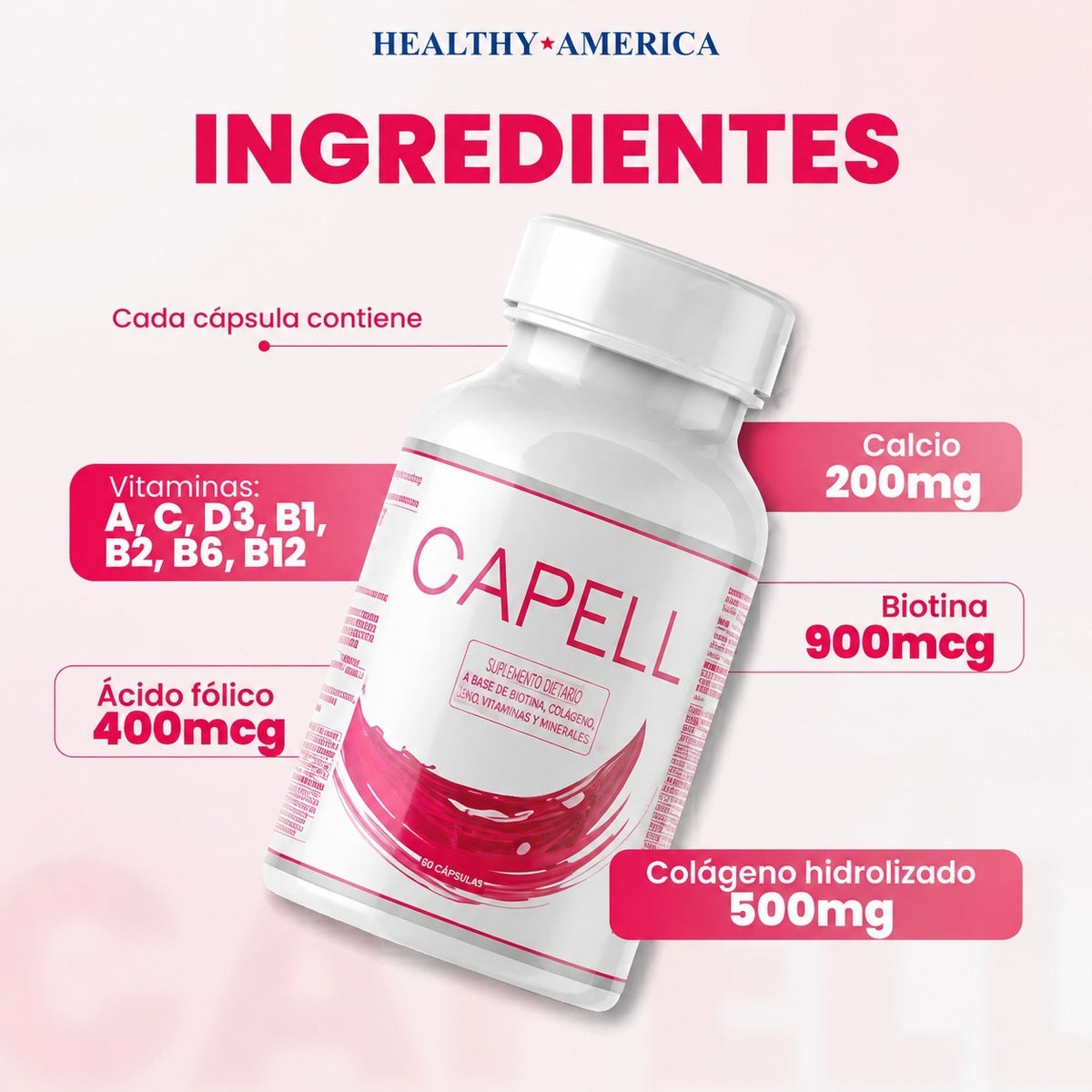 CAPELL, multivitamínico con colágeno, suplemento dietario