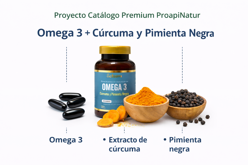 Omega 3 con Cúrcuma y Pimienta Negra | Antiinflamatorio | Proapinatur