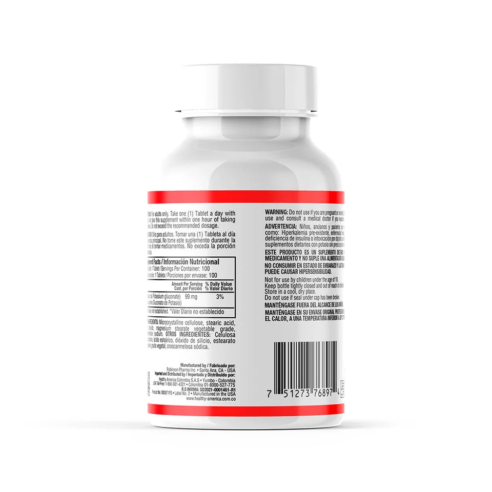 CHELATED POTASSIUM 99MG 100 TABLETS (AS POTASSIUM GLUCONATE 652 MG)