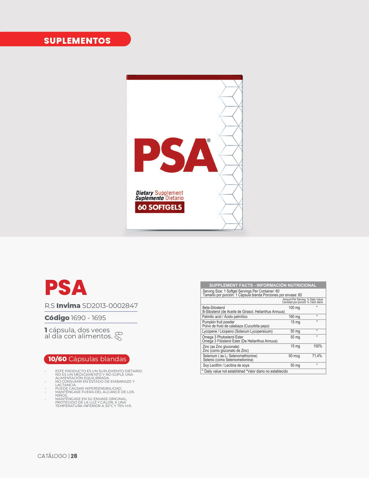 PSA 60 Cápsulas blandas