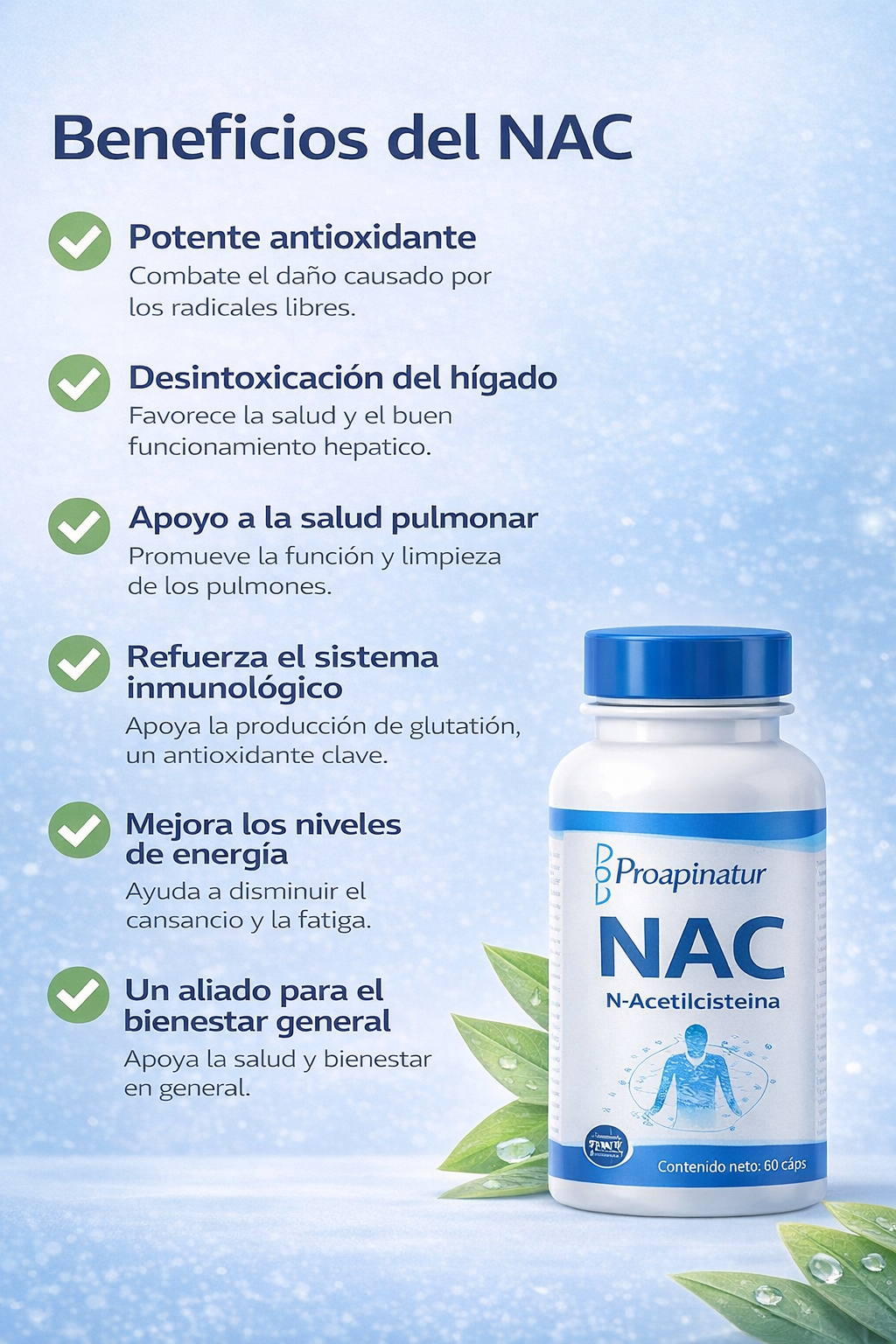 NAC N-Acetilcisteína Antioxidante | Salud Hepática | Proapinatur