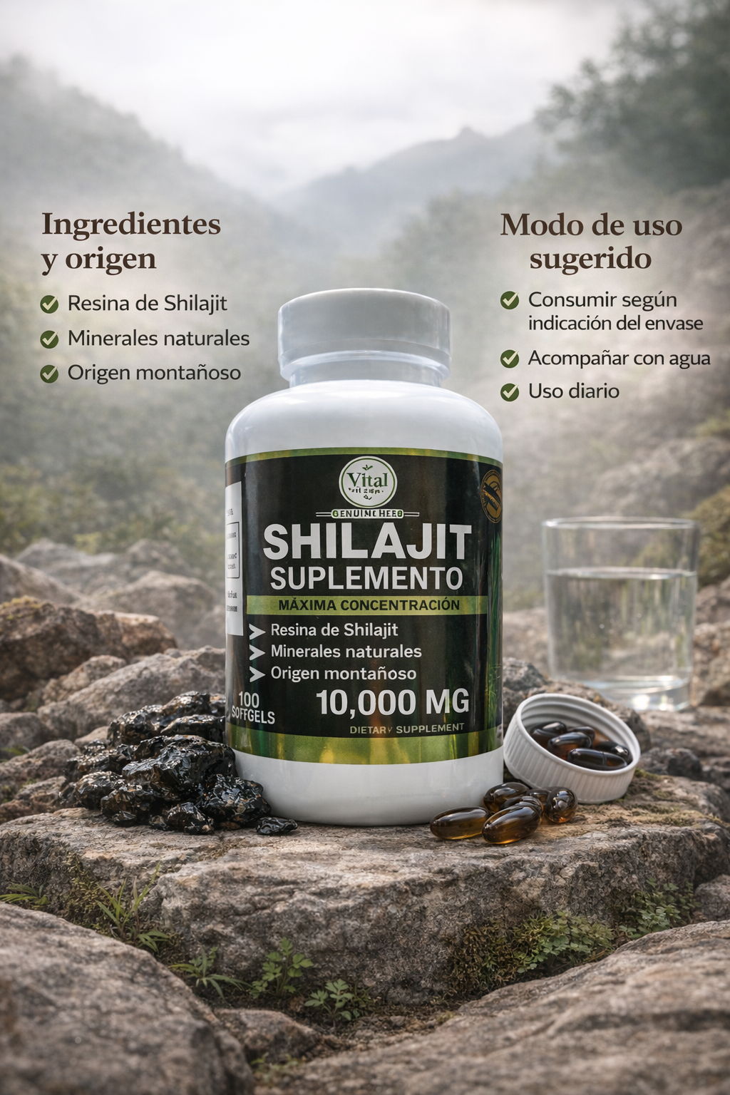 Shilajit Natural | Vitalidad y Bienestar Masculino | Proapinatur