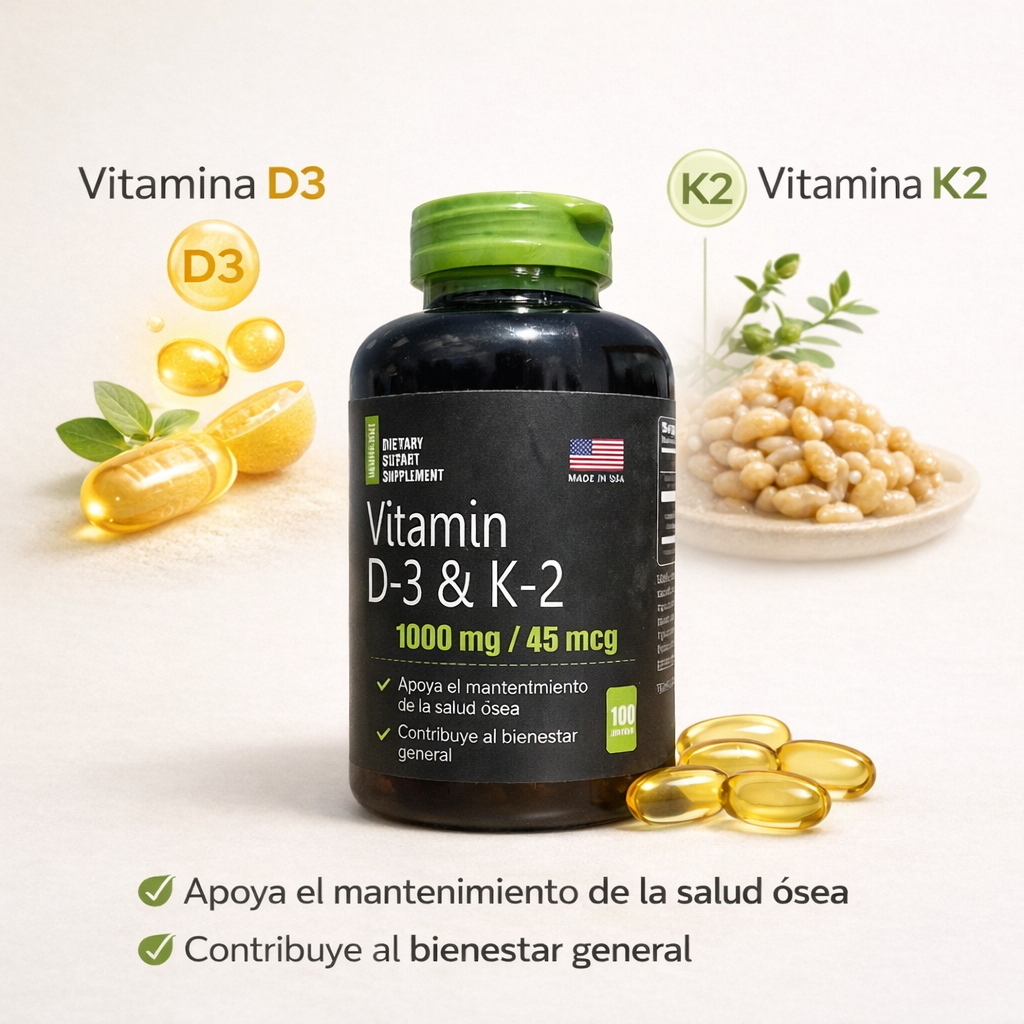 Vitamina D3 + K2 | Suplemento para Huesos e Inmunidad | Proapinatur
