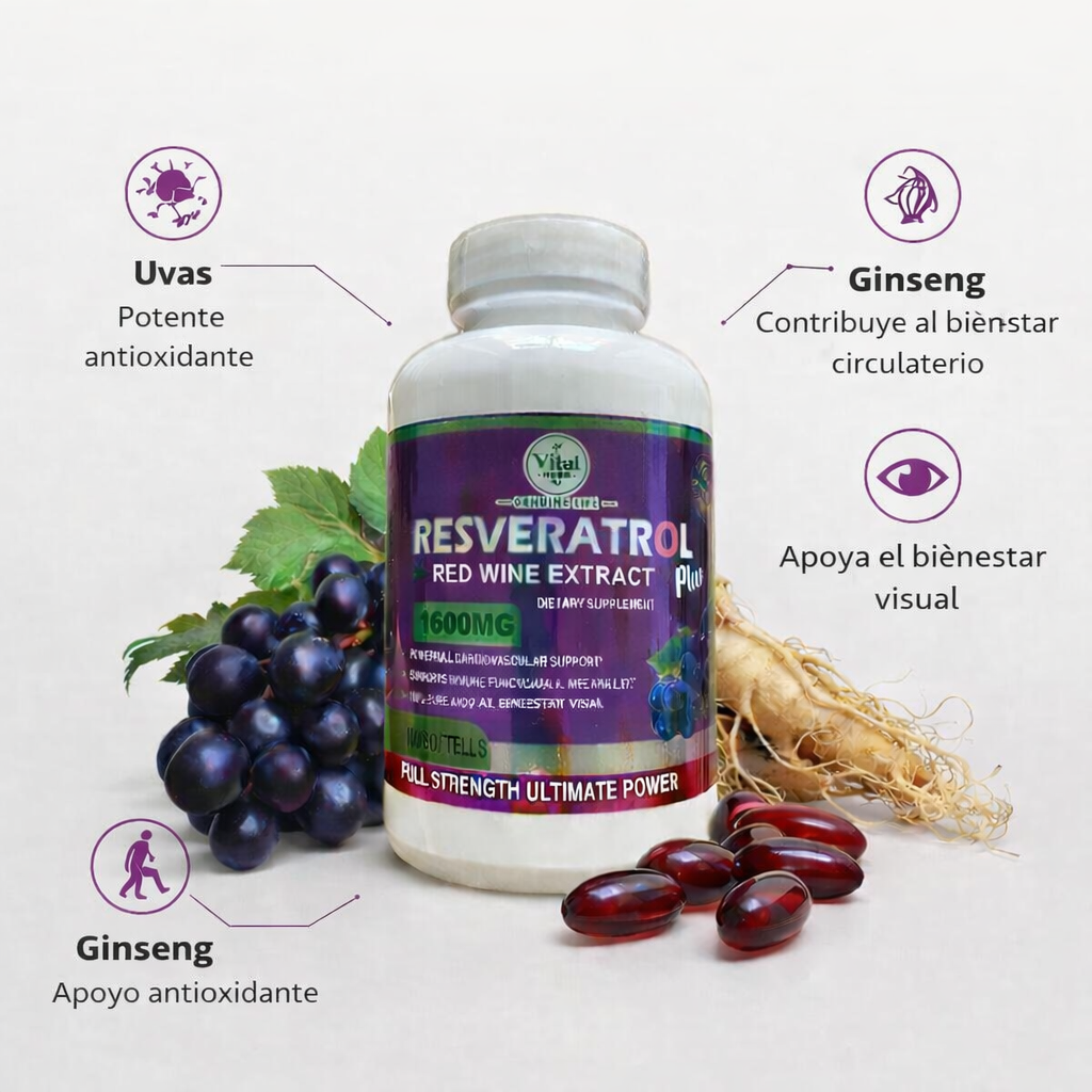 Resveratrol Natural Herbal Antioxidante | Suplemento | Proapinatur
