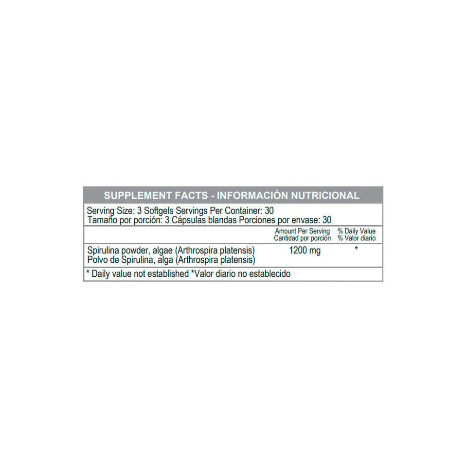 Spirulina 1200 mg 90 Cápsulas blandas
