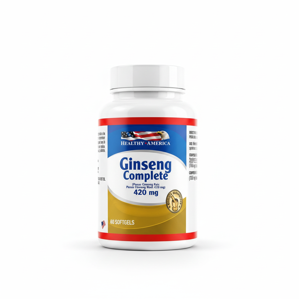 Ginseng Complete 420 mg sobre fondo blanco